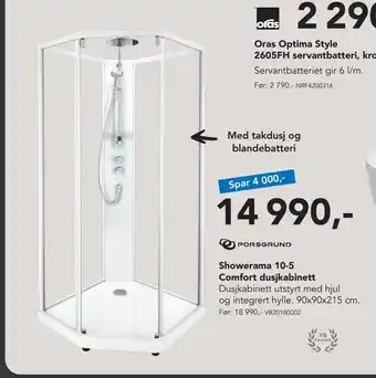 Varme & Bad Showerama 10-5 comfort dusjkabinett tilbud