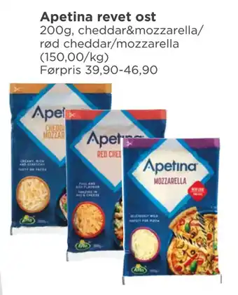 Meny Apetina revet ost tilbud