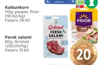 Meny Prior kalkunkorv pepper tilbud