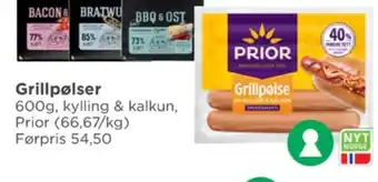 Meny Prior grillpølser tilbud
