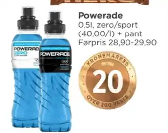Meny Powerade restitusjonsdrikk tilbud