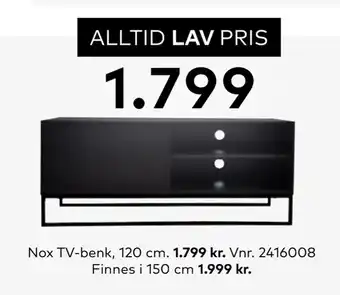 Skeidar Nox tv-benk, 120 cm tilbud
