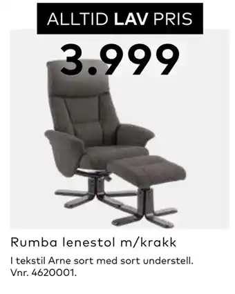 Skeidar Rumba lenestol m/krakk tilbud