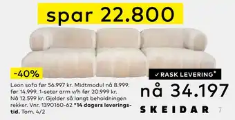Skeidar Leon sofa tilbud