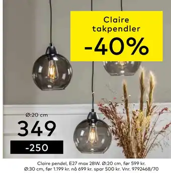 Skeidar Claire pendel tilbud