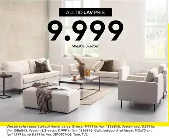 Skeidar Westin sofa tilbud