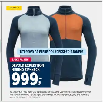 Sport 1 Devold expedition merino zip-neck tilbud