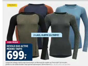 Sport 1 Devold duo active merino trøye tilbud