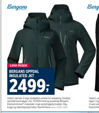 Sport 1 Bergans oppdal insulated jkt tilbud