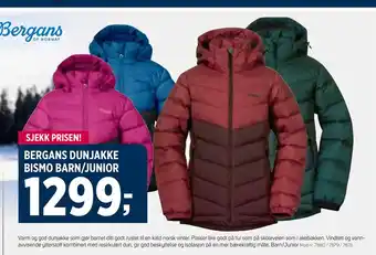 Sport 1 Bergans dunjakke bismo barn/junior tilbud