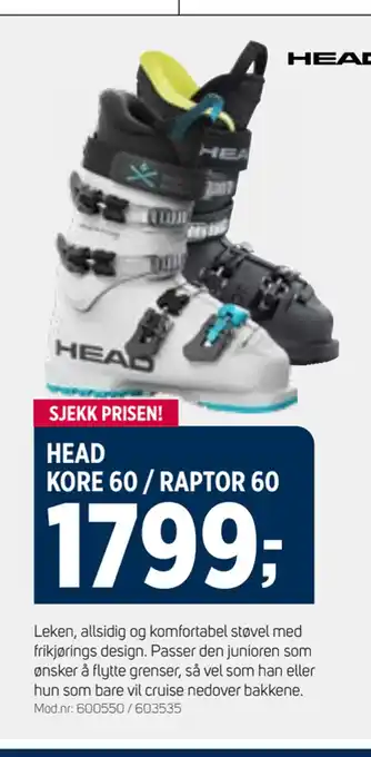 Sport 1 Head kore 60 / raptor 60 tilbud