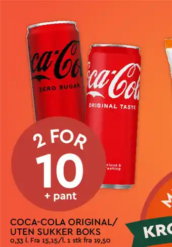 Coop Mega COCA-COLA ORIGINAL/ UTEN SUKKER BOKS tilbud