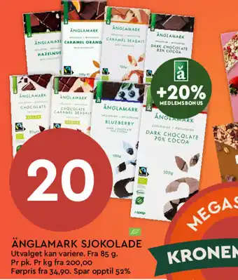 Coop Mega ÄNGLAMARK SJOKOLADE tilbud