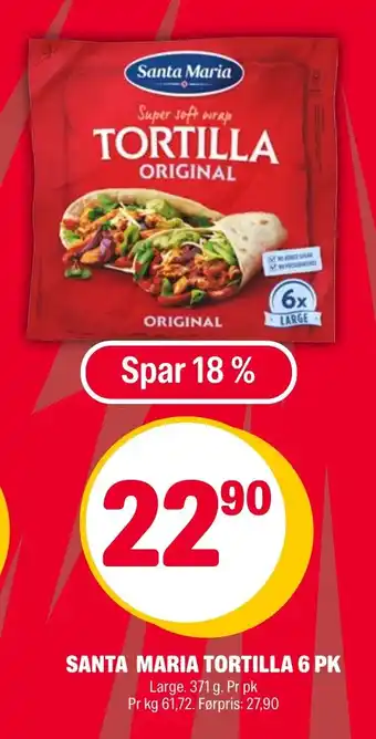 Coop Extra SANTA MARIA TORTILLA 6 PK tilbud
