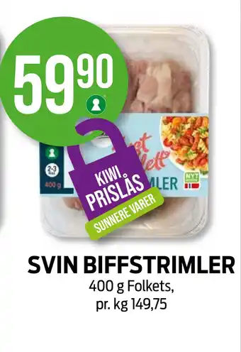 Kiwi Svin biffstrimler tilbud