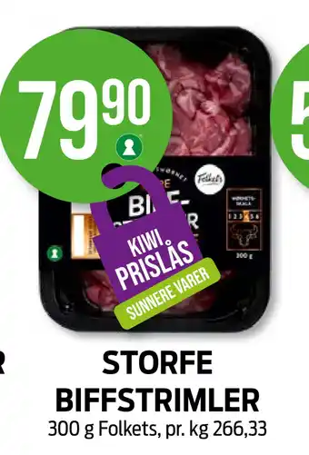 Kiwi Storfe biffstrimler tilbud