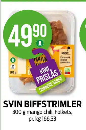 Kiwi Svin biffstrimler tilbud