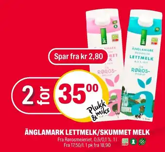 Coop Extra ÄNGLAMARK LETTMELK/SKUMMET MELK tilbud