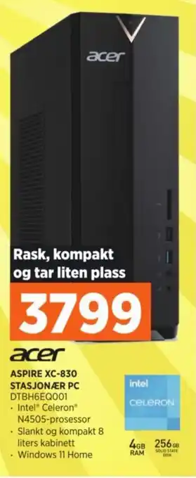 POWER ASPIRE XC-830 STASJONÆR PC DTBH6EQ001 tilbud