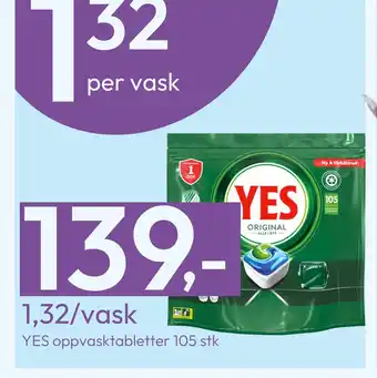 Gigaboks Yes oppvasktabletter 105 stk tilbud