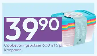 Gigaboks Oppbevaringsbokser 600 ml 5 pk tilbud