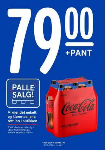 Rema 1000 Coca-cola u/ sukker 6pk tilbud