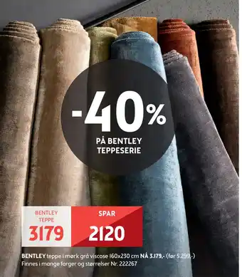 Bohus Bentley teppe tilbud