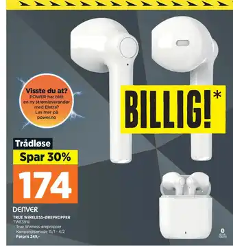 POWER True wireless-ørepropper tilbud