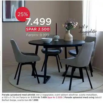 Møbelringen Parade spisebord med uttrekk tilbud