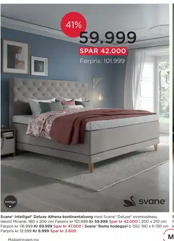 Møbelringen Svane intelligel deluxe athena kontinentalseng tilbud