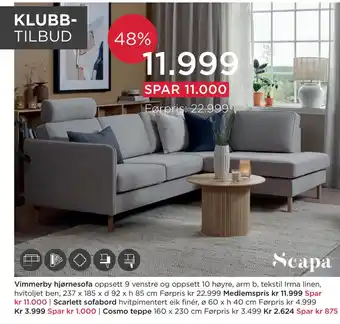 Møbelringen Vimmerby hjørnesofa tilbud