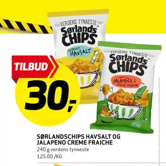 Bunnpris Sørlandschips havsalt og jalapeno creme fraiche tilbud
