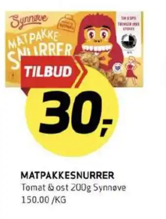 Bunnpris Synnøve finden matpakkesnurrer tilbud