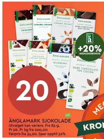 Coop Mega Änglamark sjokoladeplate tilbud