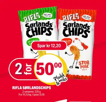 Coop Extra Rifla sørlandschips tilbud
