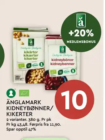 Coop Mega Änglamark kidneybønner/ kikerter tilbud