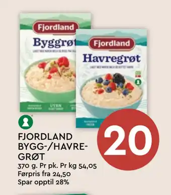 Coop Mega Fjordland bygg-/havregrøt tilbud