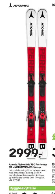 XXL Sport Atomic alpine skis 750 performer fb + m 10 gw 22/23, unisex tilbud