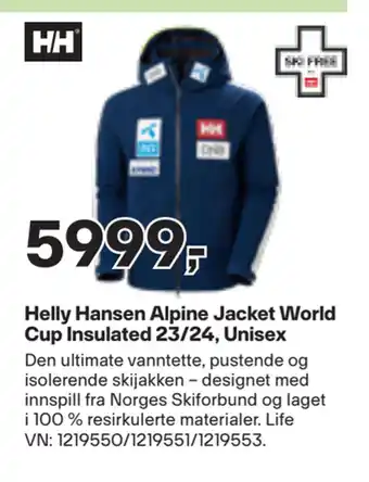 XXL Sport Helly hansen alpine jacket world cup insulated 23/24, unisex tilbud