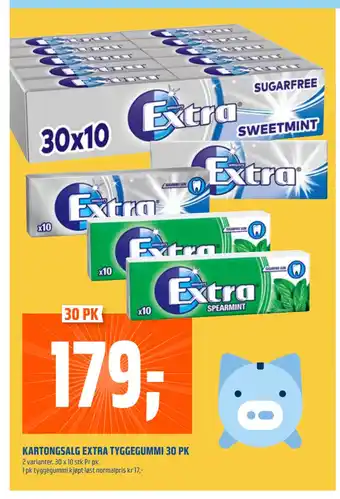 Coop Obs Kartongsalg extra tyggegummi 3o pk tilbud