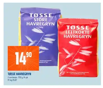 Coop Obs Tøsse havregryn tilbud