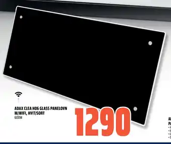 Coop Obs Adax clea h06 glass panelovn m/wifi, hvit/sort tilbud