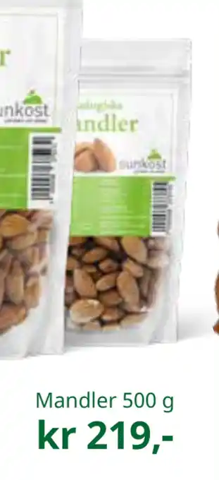 Sunkost Mandler 500 g tilbud