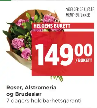 Meny Roser, alstromeria og brudeslør tilbud