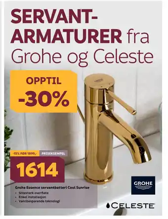 Megaflis Grohe essence servantbatteri cool sunrise tilbud