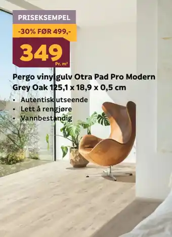 Megaflis Pergo vinylgulv otra pad pro modern grey oak 125,1 x 18,9 x 0,5 cm tilbud