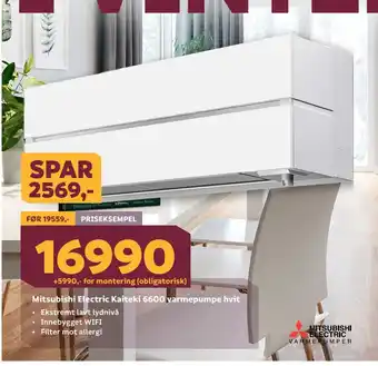 Megaflis Mitsubishi electric kaiteki 6600 varmepumpe hvit tilbud