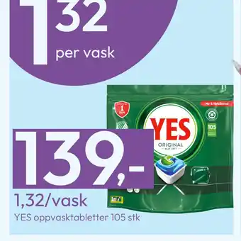 Gigaboks Yes oppvasktabletter 105 stk tilbud