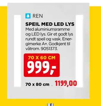 jem & fix Speil med led lys tilbud