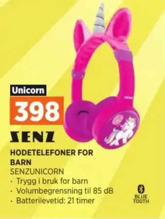 POWER HODETELEFONER FOR BARN SENZUNICORN tilbud